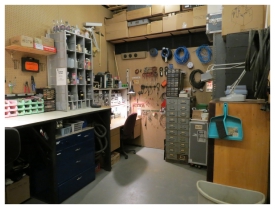 (Image: Electronics Shop Solvents
          Station and Black Bench)