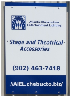 (Image: The Exterior AIEL Warehouse Sign
 in white and Iridescent Blue)
