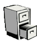 (Image Left: File Cabinet with Bottom Drawer Open)