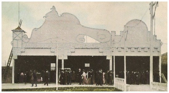 (Image: Patrons Crowd the Pavilions along a Boardwalk)