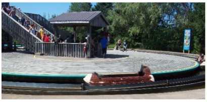 (Image: Boats Move Around the Perimeter while
  Waiting Riders Queue in the Center)