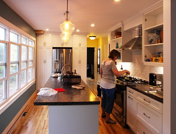 Ann in our new kitchen